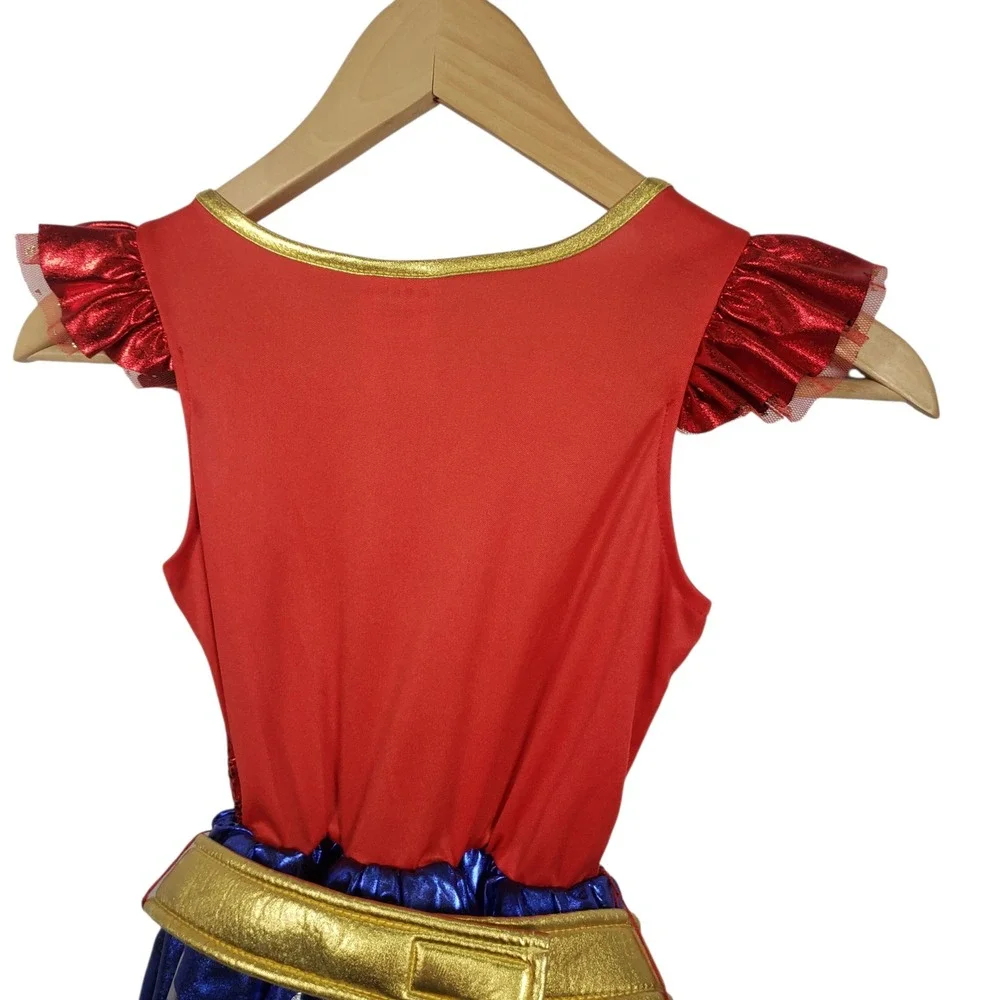 Wonder Woman Dress Up Costume Sparkly Sequin Skirt Girls Size Medium‎ 7-8